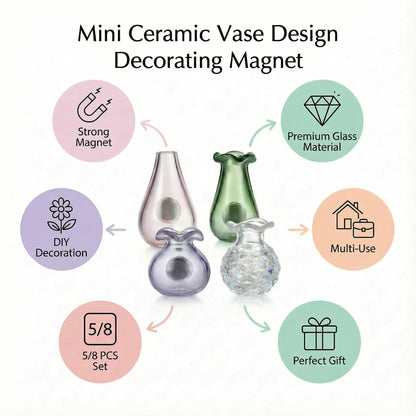 Mother’s Day Magnetic Bud Vase Set – Mini Glass Fridge Magnets for Fresh Flowers, Cute Kitchen & Locker Decor