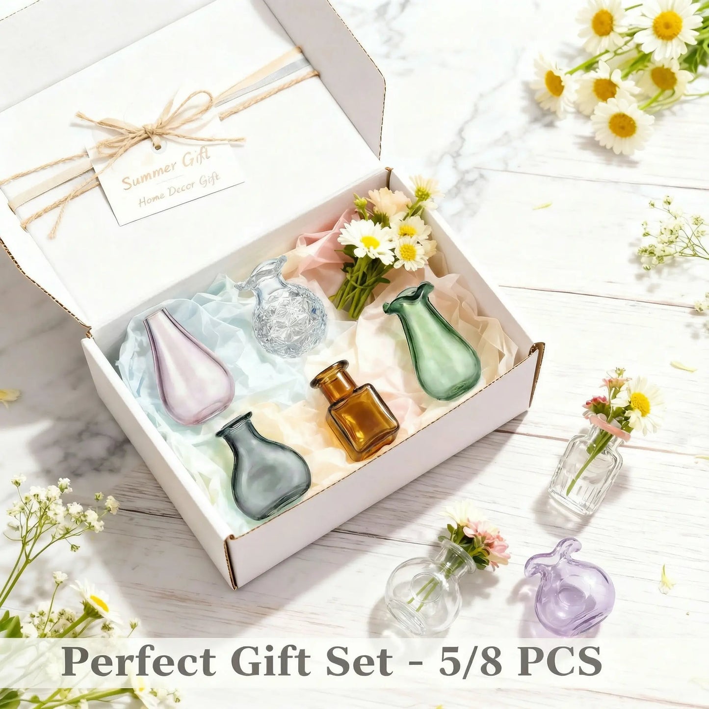 Mother’s Day Magnetic Bud Vase Set – Mini Glass Fridge Magnets for Fresh Flowers, Cute Kitchen & Locker Decor