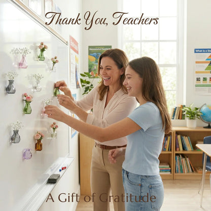 Mother’s Day Magnetic Bud Vase Set – Mini Glass Fridge Magnets for Fresh Flowers, Cute Kitchen & Locker Decor