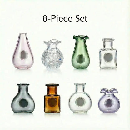 Mother’s Day Magnetic Bud Vase Set – Mini Glass Fridge Magnets for Fresh Flowers, Cute Kitchen & Locker Decor