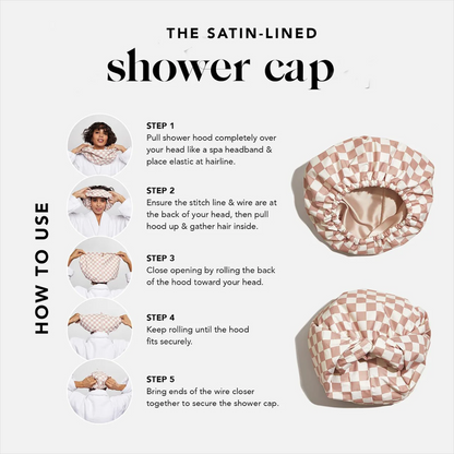 Kitscn Luxury Double Layered Adjustable Waterproof Long Shower Cap